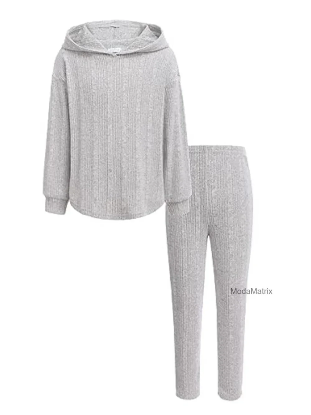 Girls 2-Piece Rib-Knit Sweatsuit Set Long Sleeve Pullover Sweatshirt & Jogger